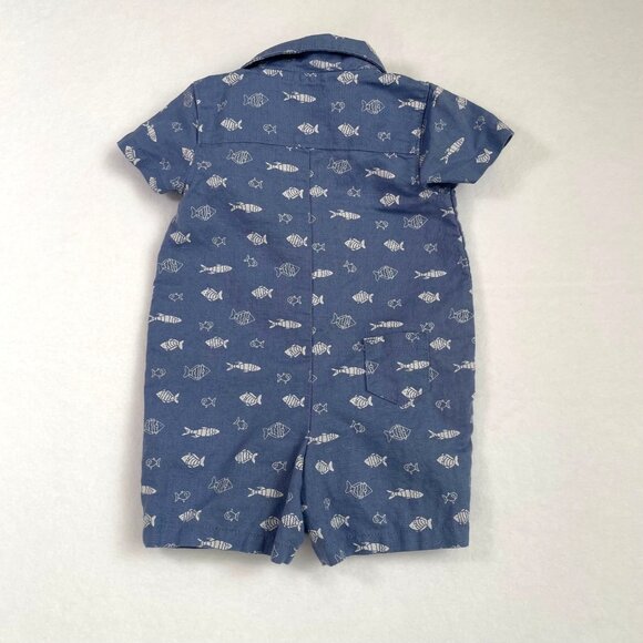 Janie & Jack Baby Bundle Lot 3 Rompers 0-3 Months Striped & Fish Print - Picture 13 of 14